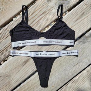 Wicked Weasel Sexy 665 Bamboo Thong & 135 Bamboo Bra - Black - XL & L